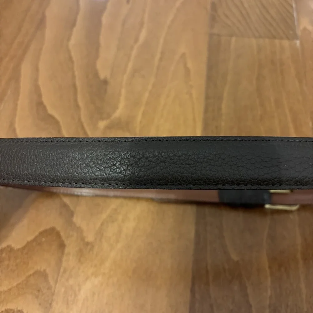 Vintage LL Bean Brown Leather Belt Mens 36 Brass Buckle Made In USA 61029 F277